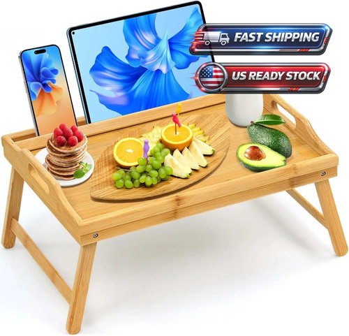 Bed tray table bamboo folding - bed,