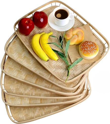 Set bamboo wicker trays - bamboo,