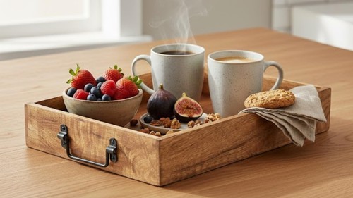Wooden decorative serving tray - wooden,